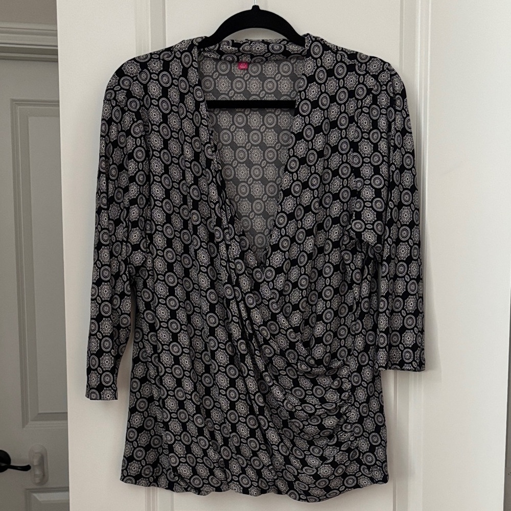 Vince Camuto Black and White Geometric Blouse